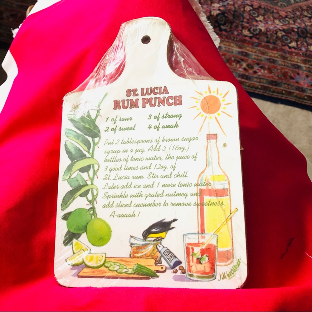Cutting board - St Lucia rum punch recipe - gift ideas